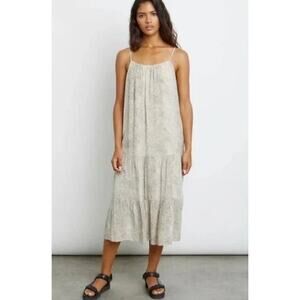 Rails Adora Cream Snakeskin Print Tiered Midi Slip Dress Size Small Animal Print
